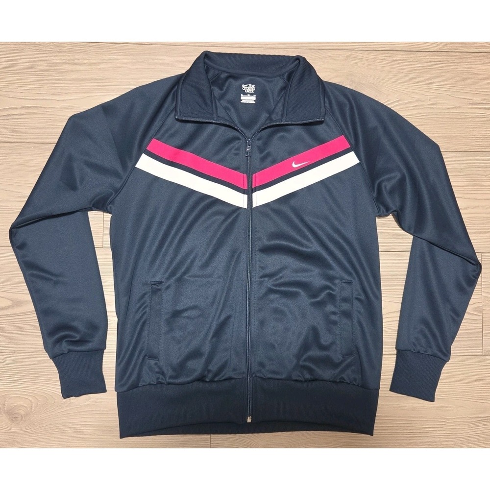 Nike Women's The Athletic Dept Warm Up Jacket Full‎ Zip Navy Pink Size XL EUC